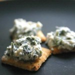 Homegrown spinach dip on Everything Crackers