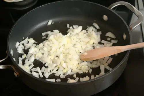Black-bean-burger1 sauteed onions and garlic for black bean burgers