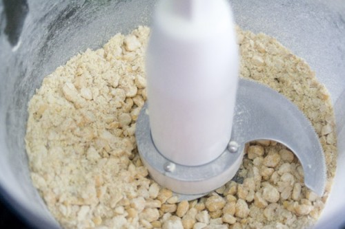 Homemade garbanzo flour dried garbanzo beans in the food processor